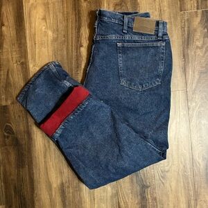 Cabelas Mens 40/30 Fleece Lined Blue Jeans Thick Winter Denim Work Pant Straight